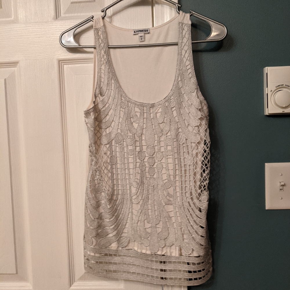 White Tank with Silver Designs